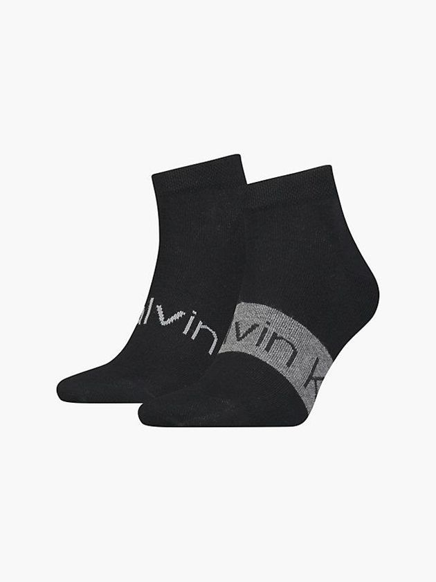 Calvin Klein USA 2 Pack Logo Ankle Mens Socks Black 6354782-WU